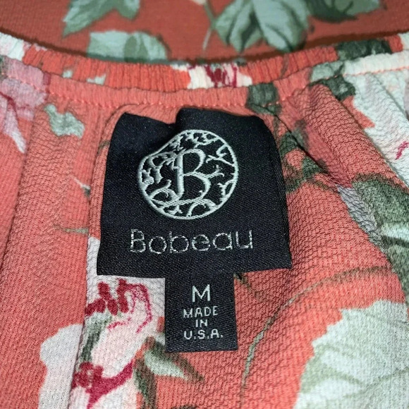 Bobeau orange floral on/off shoulder top size M - Picture 4 of 6